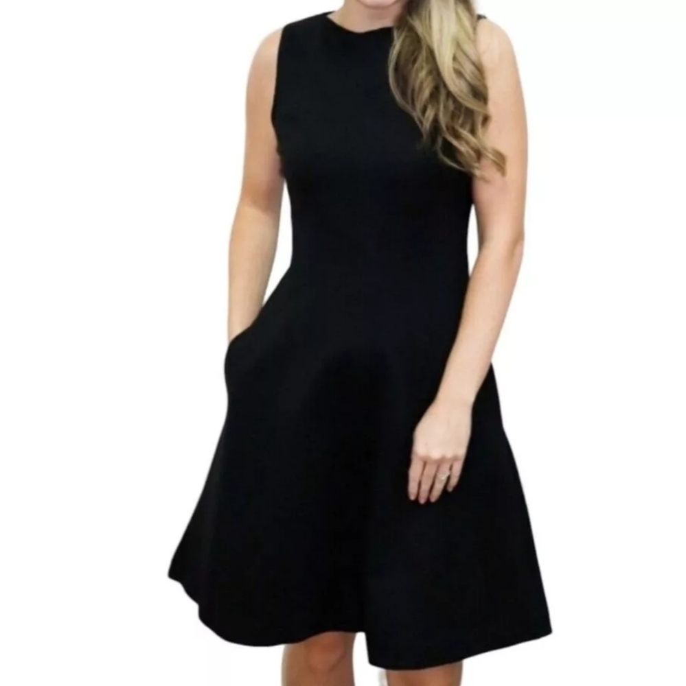 SPANX Women's The Perfect Fit & Flare Black Ponte Sleeveless Dress Size S